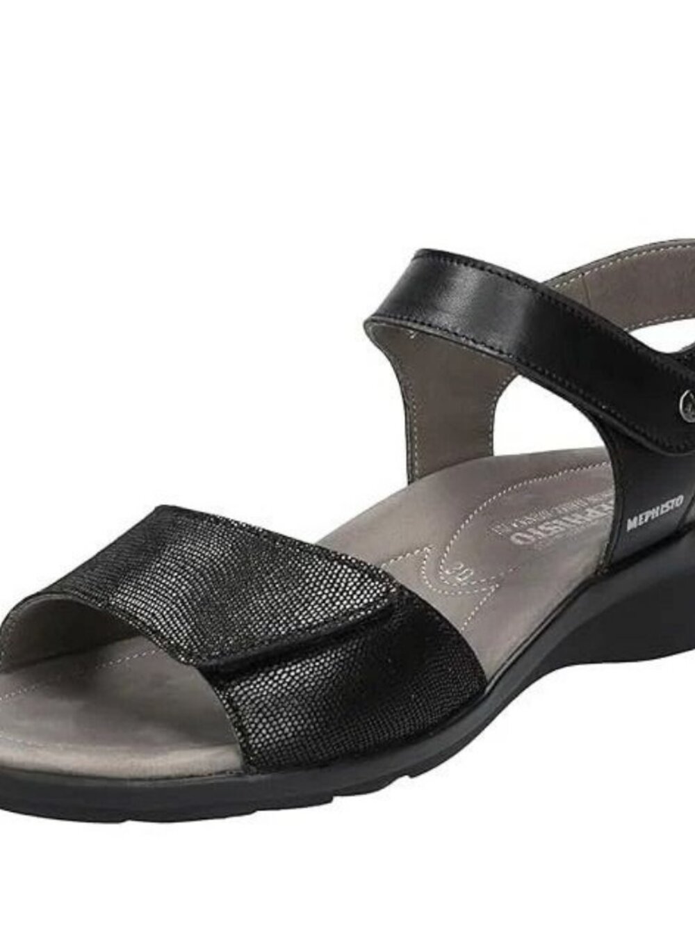 Mephisto Pattie Wedge Sling back Sandal Black Artesia Leather Women 10  NIB